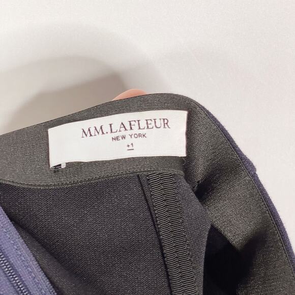 MM Lafleur +1 Navy Blue Textured Jacquard Knit Mini Skirt Zip Back Work Career - Picture 6 of 8